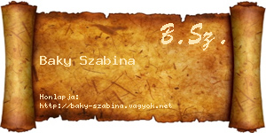 Baky Szabina névjegykártya